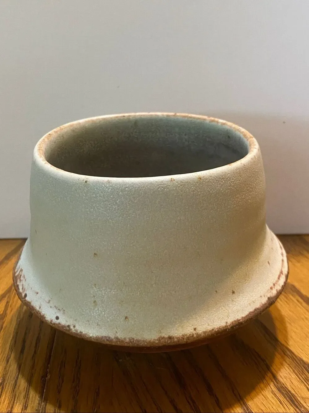 MCM Studio Art Pottery Squat Seed Weed Pot Brown Blue Green Glaze Marked
